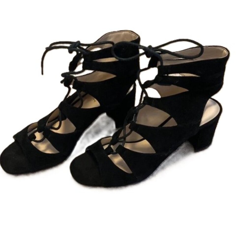 Nine West Black Lace-Up Heels with Cuban Heel
